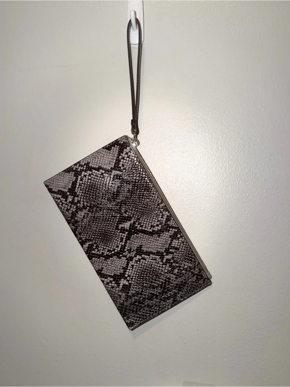 Michael Kors Black and Gray Snake-Print Wristlet Clutch